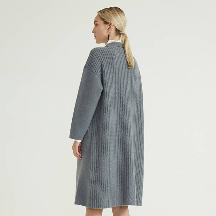 灰色高级简约新款女式风衣针织外套