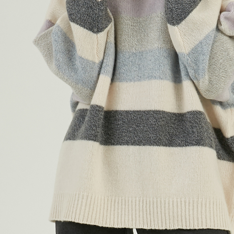 个性化 100% 羊毛冬季厚高领条纹针织毛衣