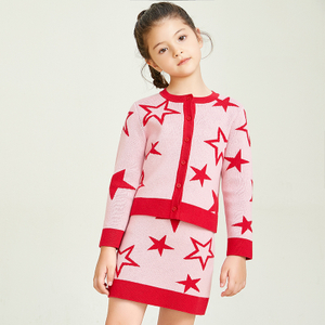 女童针织星星图案套装短裙