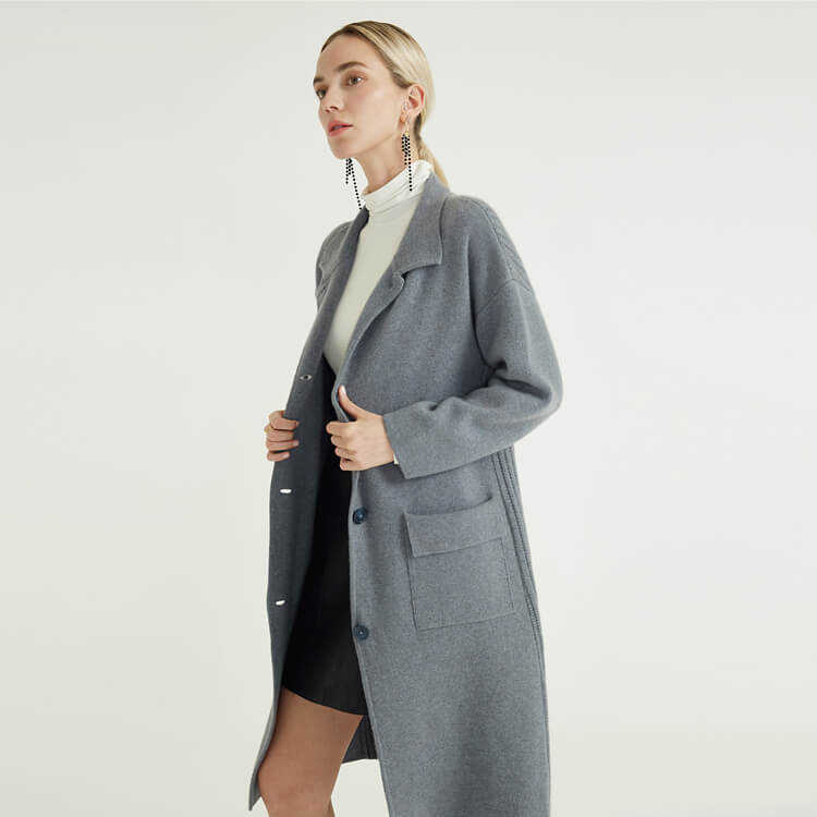 灰色高级简约新款女式风衣针织外套
