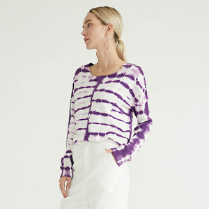新款高品质时尚简约白色紫色女式套头衫