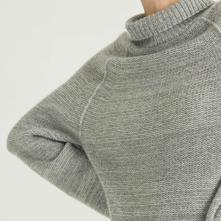 简约时尚高领针织灰色 2022 女式羊毛毛衣